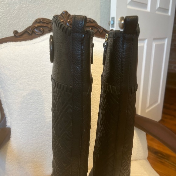 Tory Burch black quilted leather Miller riding boots, size 5.  Worn twice. - Picture 10 of 16